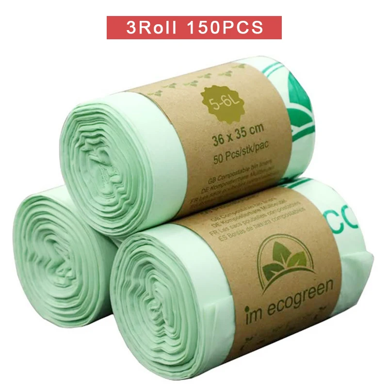 150 Pieces Compostable Trash Bags Biodegradable Kitchen Food Waste Bag, Corn Starch Garbage Bags ,Kitchen Scraps Bag