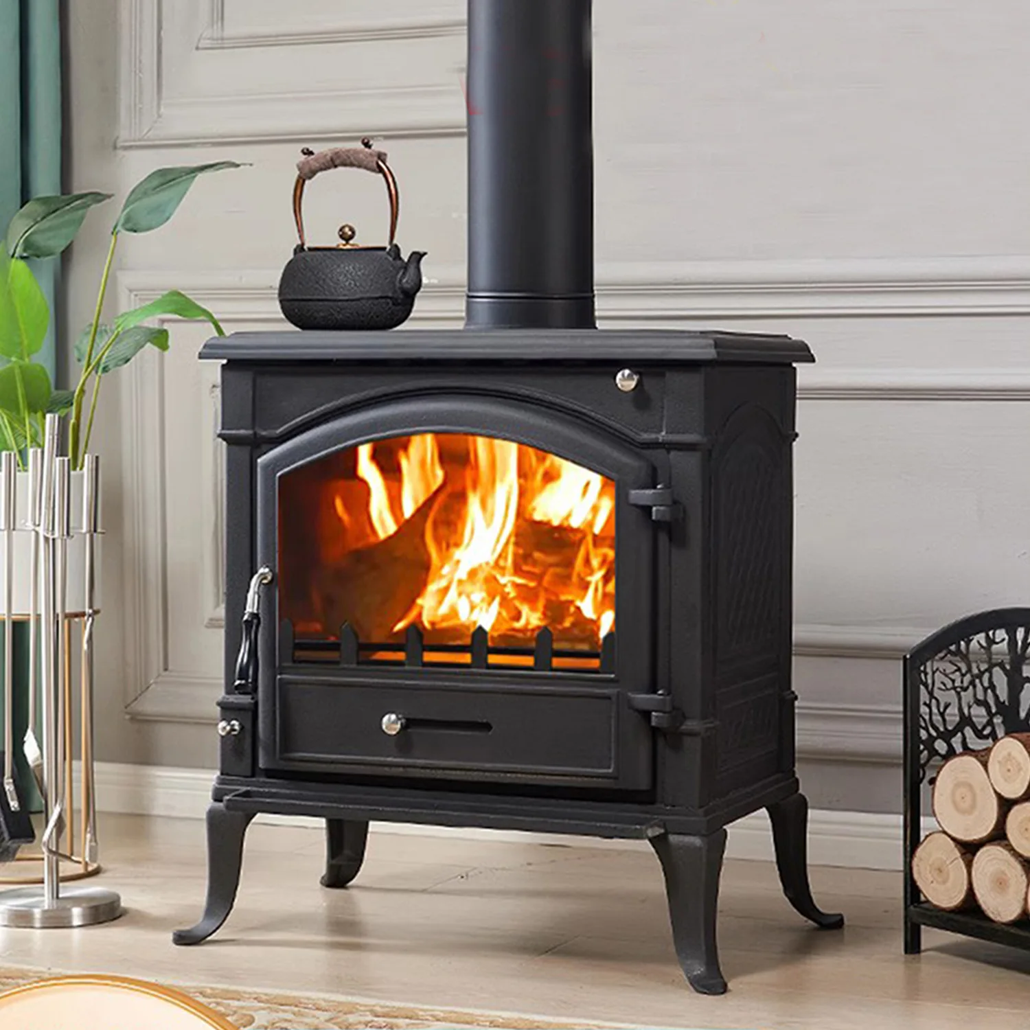 Factory direct cast iron fireplace real fire firewood home heating European American villa homestay self-built house fireplace