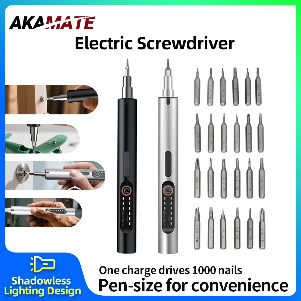 

24 in 1 Electric Screwdriver Precision Set Power Tool Type-C LED Magnetic Small Bit for iPhone PC Watch Glasses Phone Repair