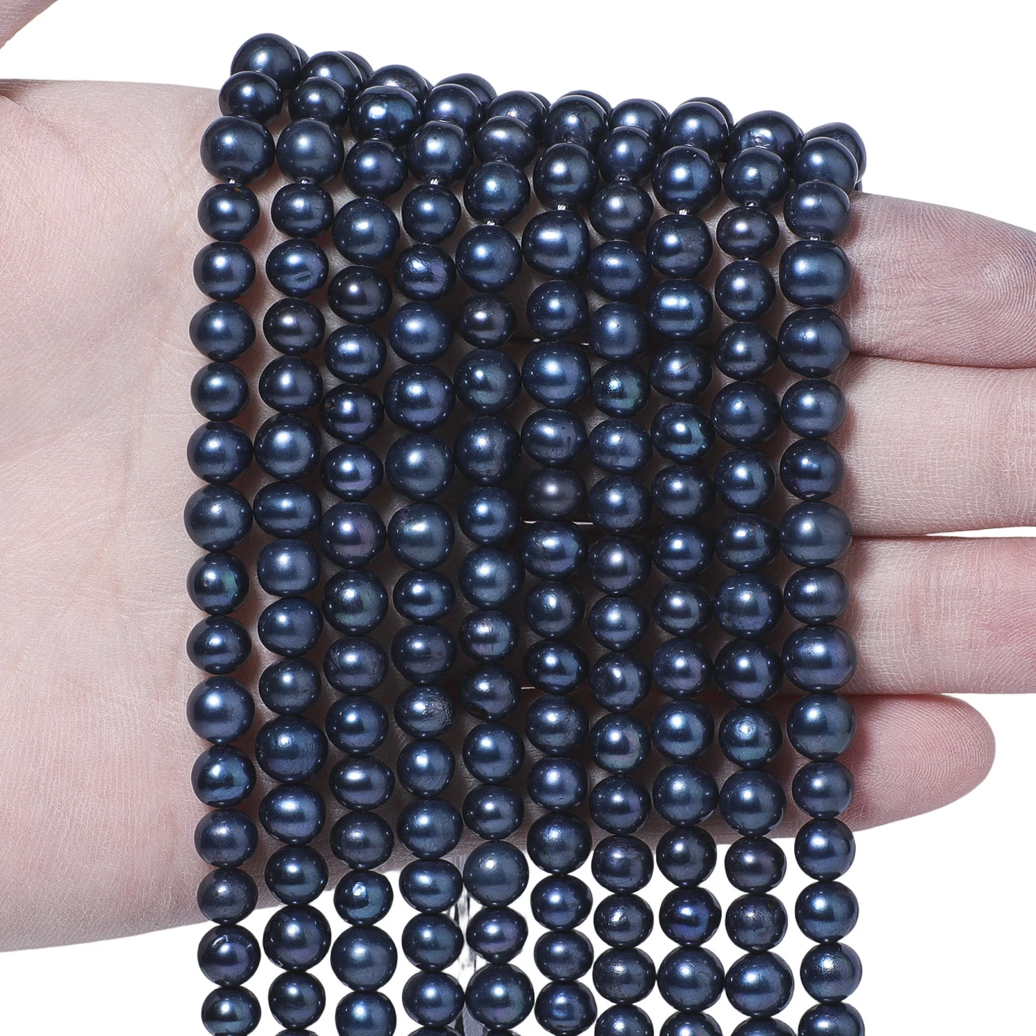 5-6mm Black Pearl Beads Strand Drilled Loose Spacer For DIY Handmade Jewelry Making Bracelet Necklace Findings 7.5 Inch