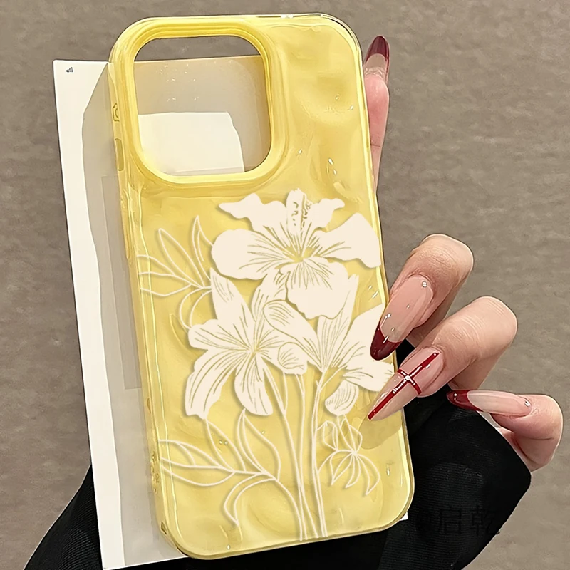 Minimalistisches Blumenmuster Handyhülle für iPhone 17 16 15 11 14 13 12 Pro Max Plus 17Air Falten-Wellen Weiche Silikon TPU Schutzhülle – Detail 5