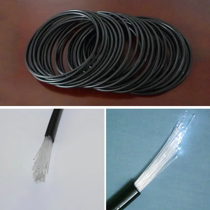 

Decorative Black PVC sheather Fiber optical cable 75pcs*0.75mm in Black PE jacket PMMA Plastic Optic string Multi-strands DIY