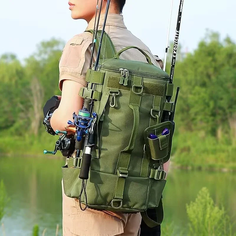 

New Large Capacity Fishing Gear Storage Backpack Fishing Bag Wet Dry Separation Splash-proof Bag Hiking Fishing Camping Packs