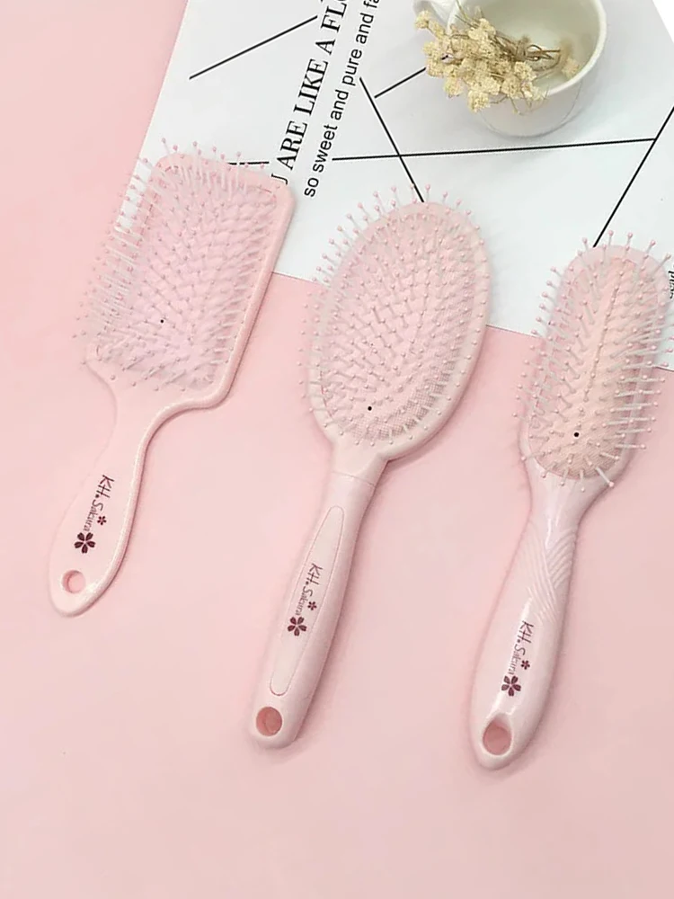 Cute Sakura Air Cushion Untangling Hair Brush Comb Mini Portable Girls Anti-static Scalp Massage Foldable Mirror Hairbrush