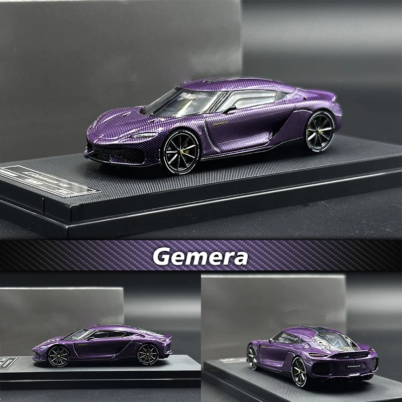 JEC In Stock 1:64 Gemera Purple Carbon Diecast Diorama Car Model Collection Miniature Toys