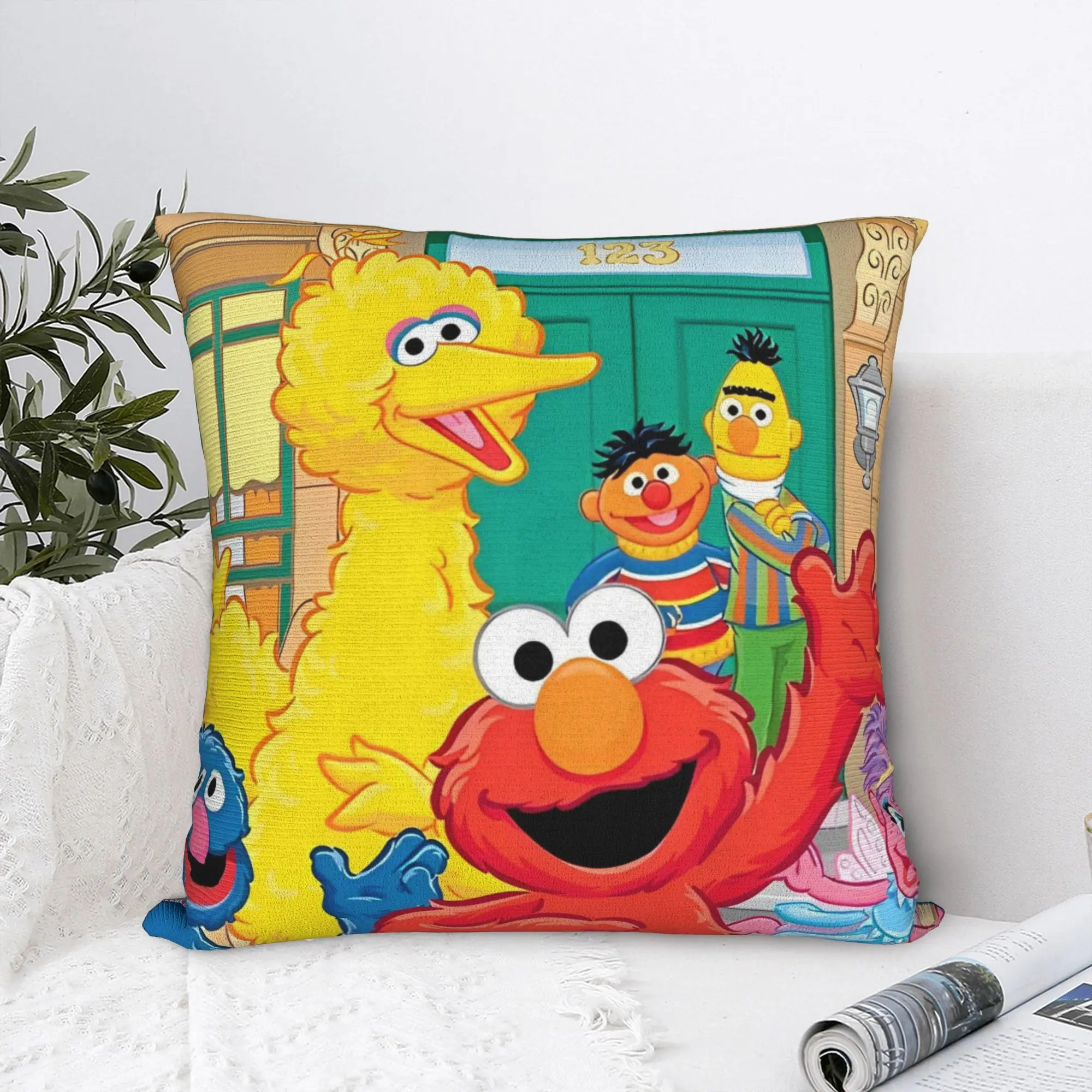 

Наволочка для подушки с мультяшным рисунком «Улица Сезам», модная декоративная наволочка на молнии для дивана, 45x45 см