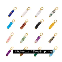 CARLIDANA New Style Natural Stone Smooth Pendant Gold Plated Natural Stone Charm Pendant for DIY Necklace and Bracelets Jewelry