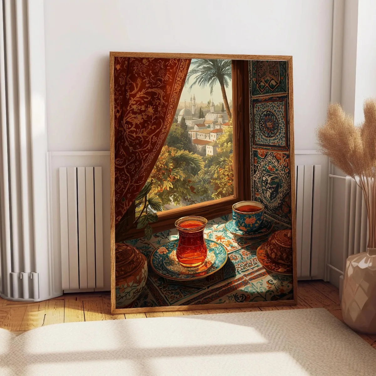 Bohemian Window Scenery Canvas Prints Poster Middle Eastern Turkish Tea Art Prints Bedroom Kitchen Wall Art Home Decor Poster