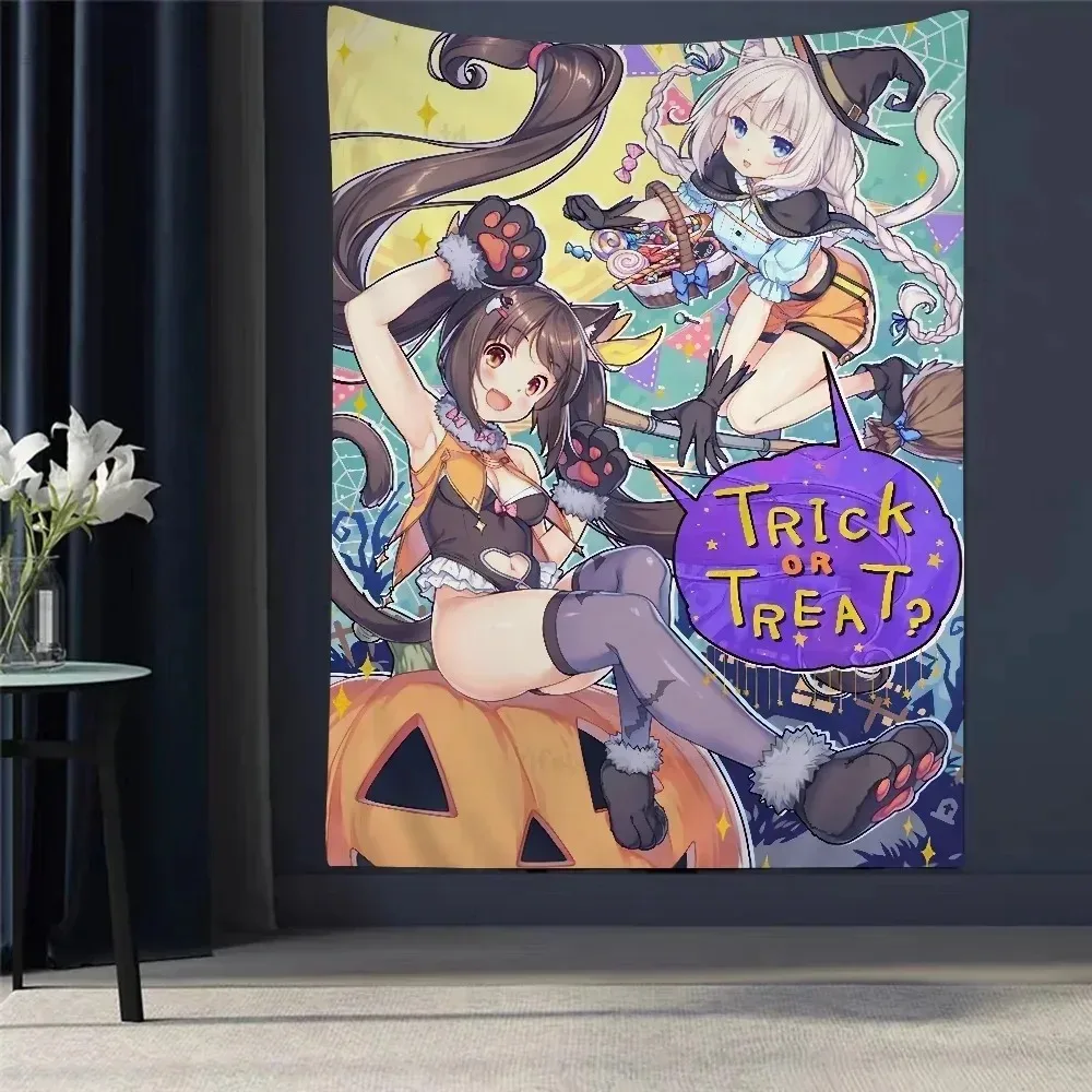 Japanische Anime Cartoon Nekopara Gedruckt Wandteppich Schlafsaal Dekoration Wandbehang Home Dekoration Beliebte Home Dekoration