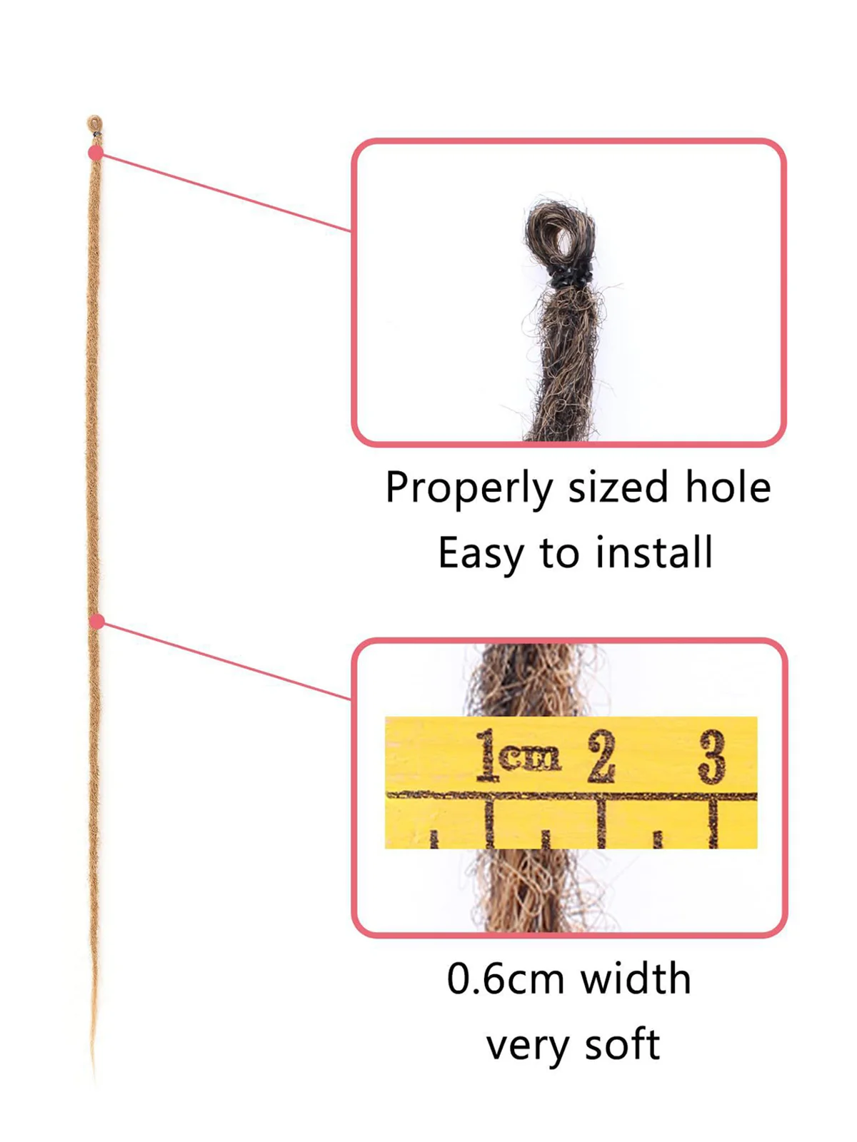 24" Straight Dreadlocks Clip-in Extensions | 10 Strands | Thin & Soft Synthetic Hair | Natural Look | Easy to Install