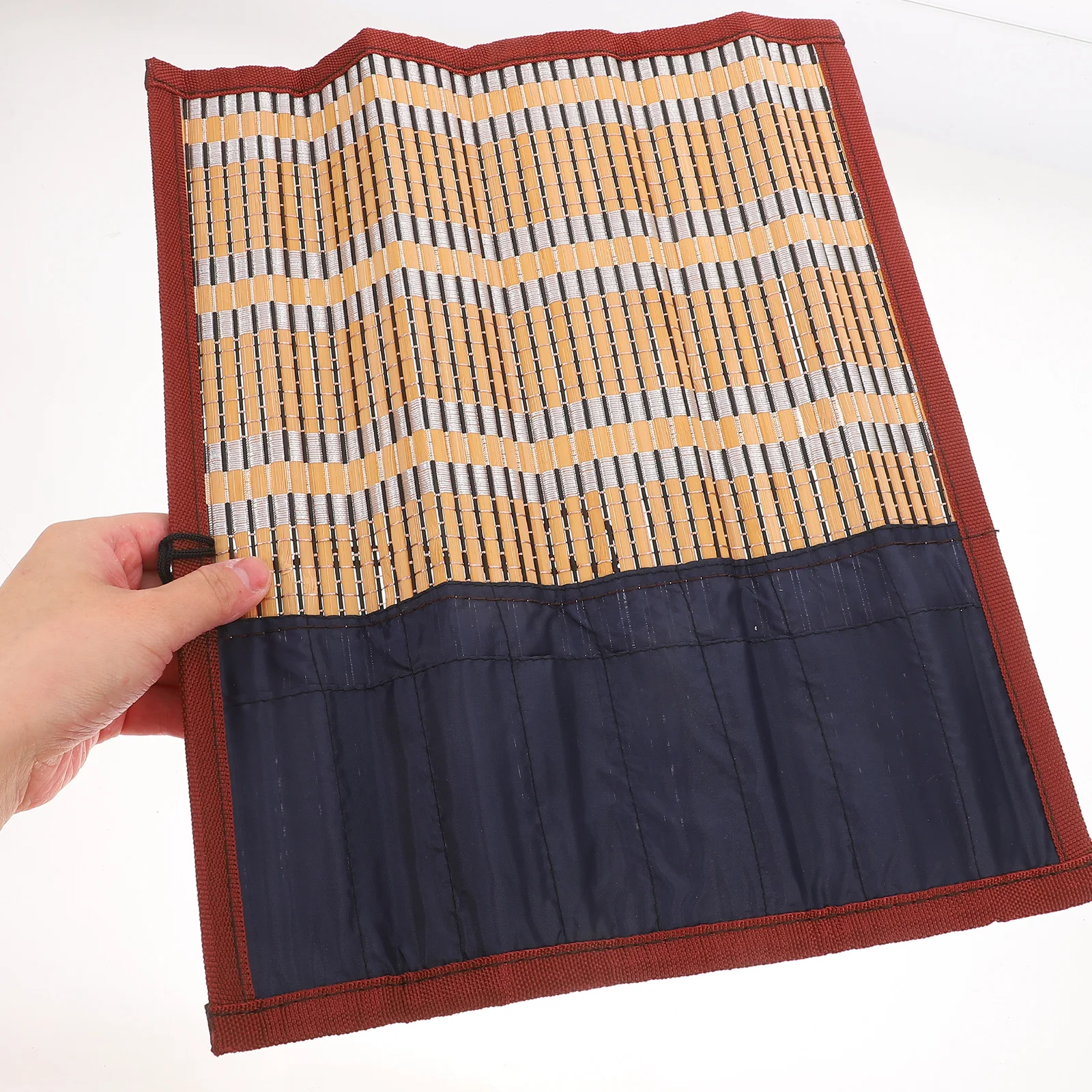 

1Pcs Bamboo Calligraphy Brush Roll Wrap Holder Case Size L 8 Slots Breathable Lightweight Dampproof Portable Pencil Storage