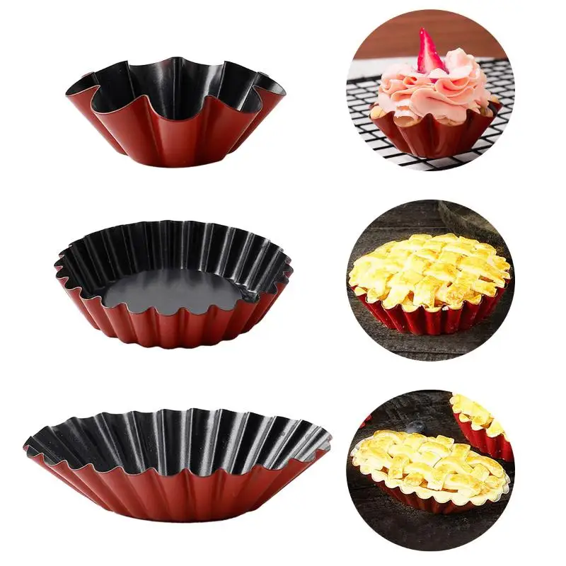 Muffin Cup Carbon Steel Egg Tart Molds Mini Non-stick Cake Mold Reusable Creative Tartlet Baking Mold Pizza Pan