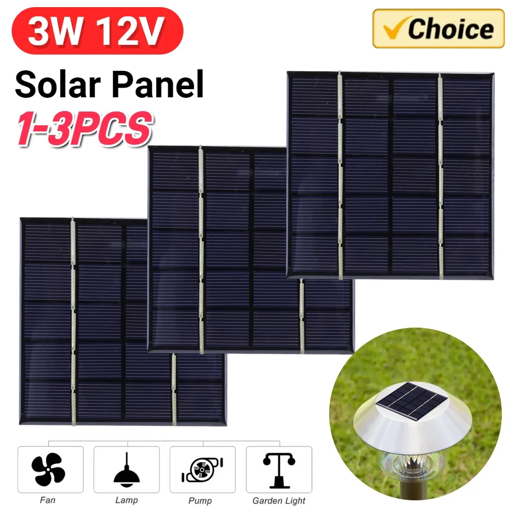 

Mini Solar Panel 3W 12V Portable Cell Power Bank Battery Solar Charger Outdoor Fast Charger Polysilicon DIY Solar Cells System