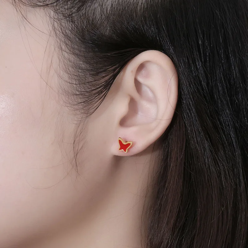 New Lovely Coloful Animal Flower Stud Earrings For Women Girls Stainless Steel Dumbbell Screw Anti-allergy Jewelry Gifts