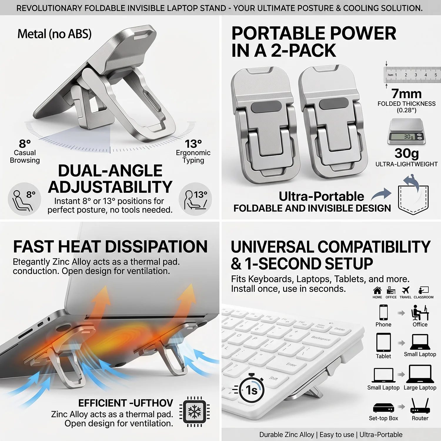 Mini Portable Adjustable Laptop Stand Aluminum Support Ergonomic Foldable Stand Design Portable Stand Phone Holder