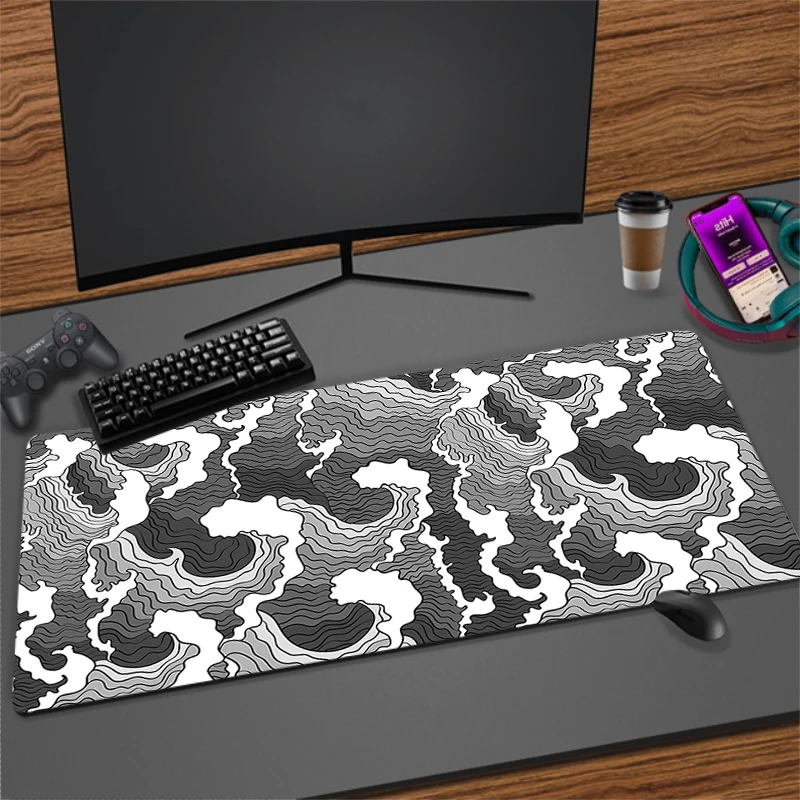 Great Blue Waves Mouse Pad Gamer XXL HD Custom Large Japanese Art Mousepad Big Desk Mats Office Carpet Rubber Laptop Mouse Mat