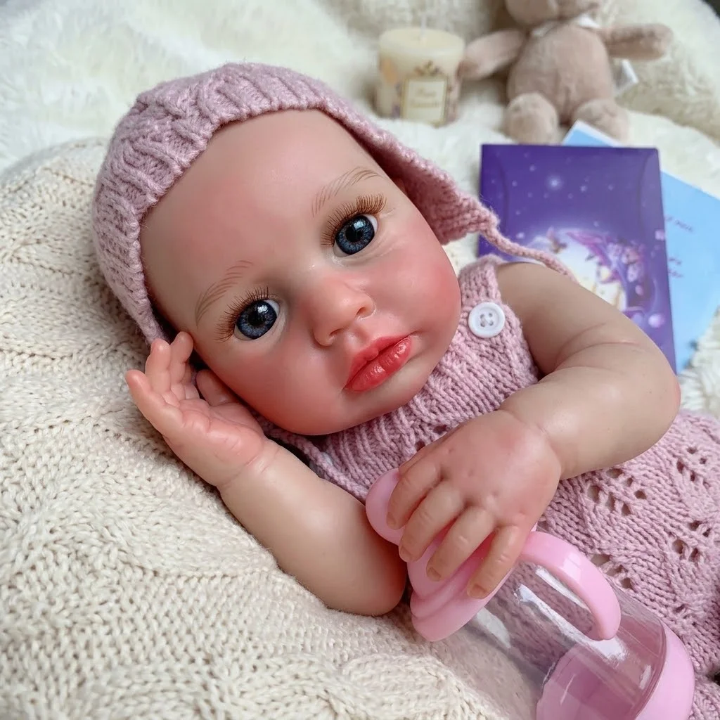 13in Awake Silicone Loulou Reborn Doll 3D Painted Skin Handmade Newborn Baby Toy For Birthday