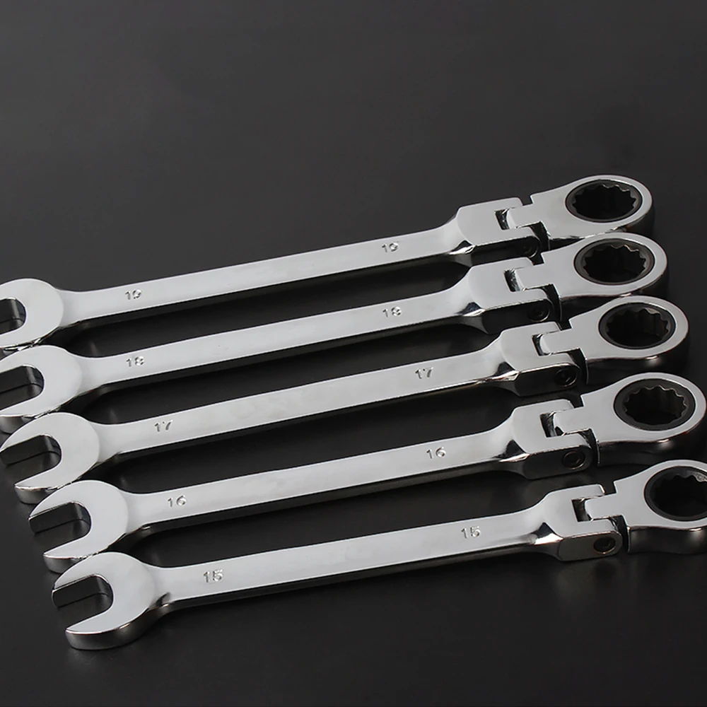 6-13mm Combination Ratchet Wrench, with Flexible Head, Dual-purpose Ratchet Tool, Ratchet Combination Set. Car Hand Tools