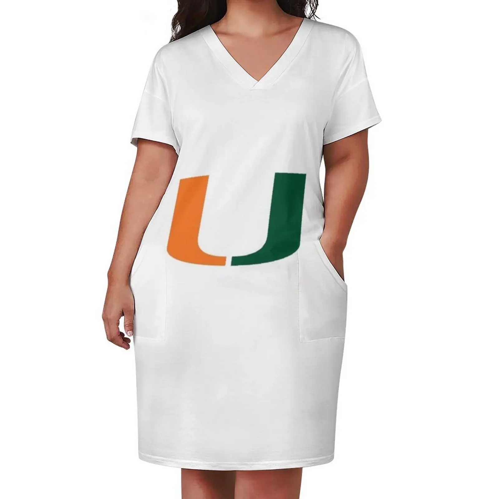 University of Miami Loose Pocket Dress summer clothes summer dress korean women