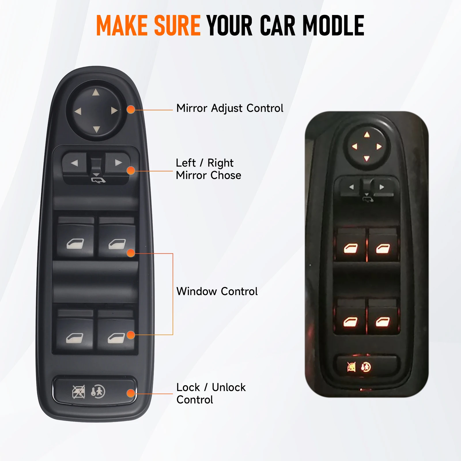 CNSPEED 96639383ZD 6554YH Botão de Controle Principal do Espelho Elétrico para Citroen C4 Grand Picasso 2007-2014 ABS