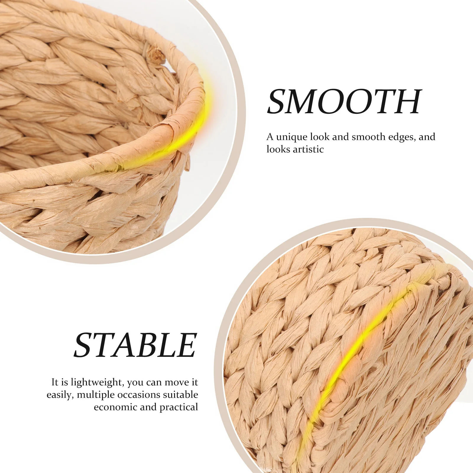 

Eco-Friendly Paper String Imitation Rattan Basket Multi-Use Storage Organizer Clothes Sundries Container Home Trash Holder