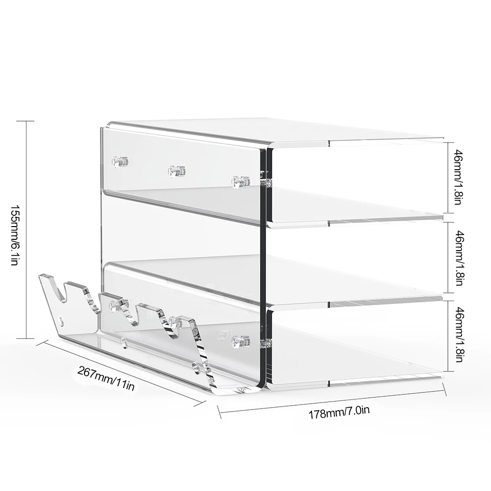 Rack de armazenamento de teclado e mouse acrílico, teclado de 3 camadas, organizador de mesa, prateleira de teclado para casa e escritório