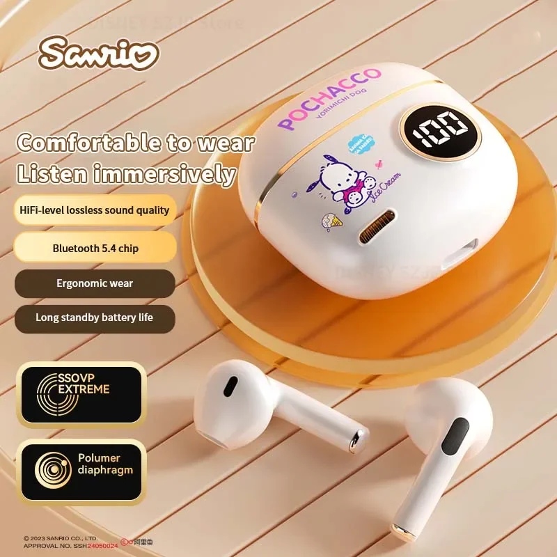 Sanrio S190 Hello Kitty TWS słuchawki douszne Kuromi słuchawki Bluetooth Cinnamoroll bezprzewodowy zestaw słuchawkowy sportowa redukcja szumów słuchawki do gier