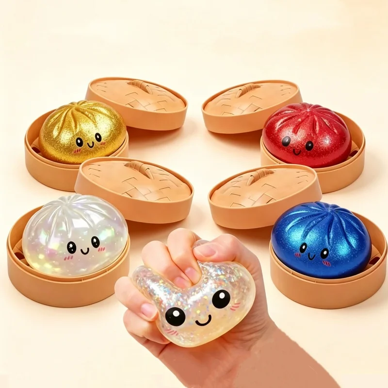 Squishy Fidget Squeeze Toys Glitter Dumpling Soft Simulated Bun Stress Relief Birthday Party Favors Adults Friends Creative Gift