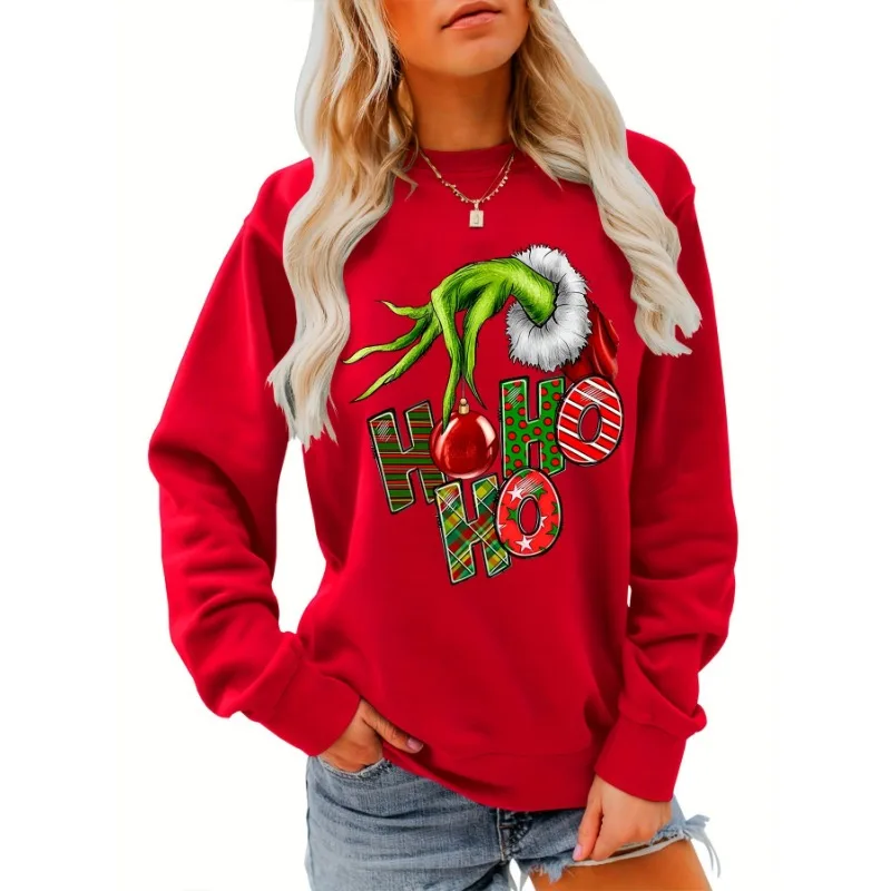 レタープリントスウェットシャツ クルーネック カジュアルスウェットシャツ ファル用