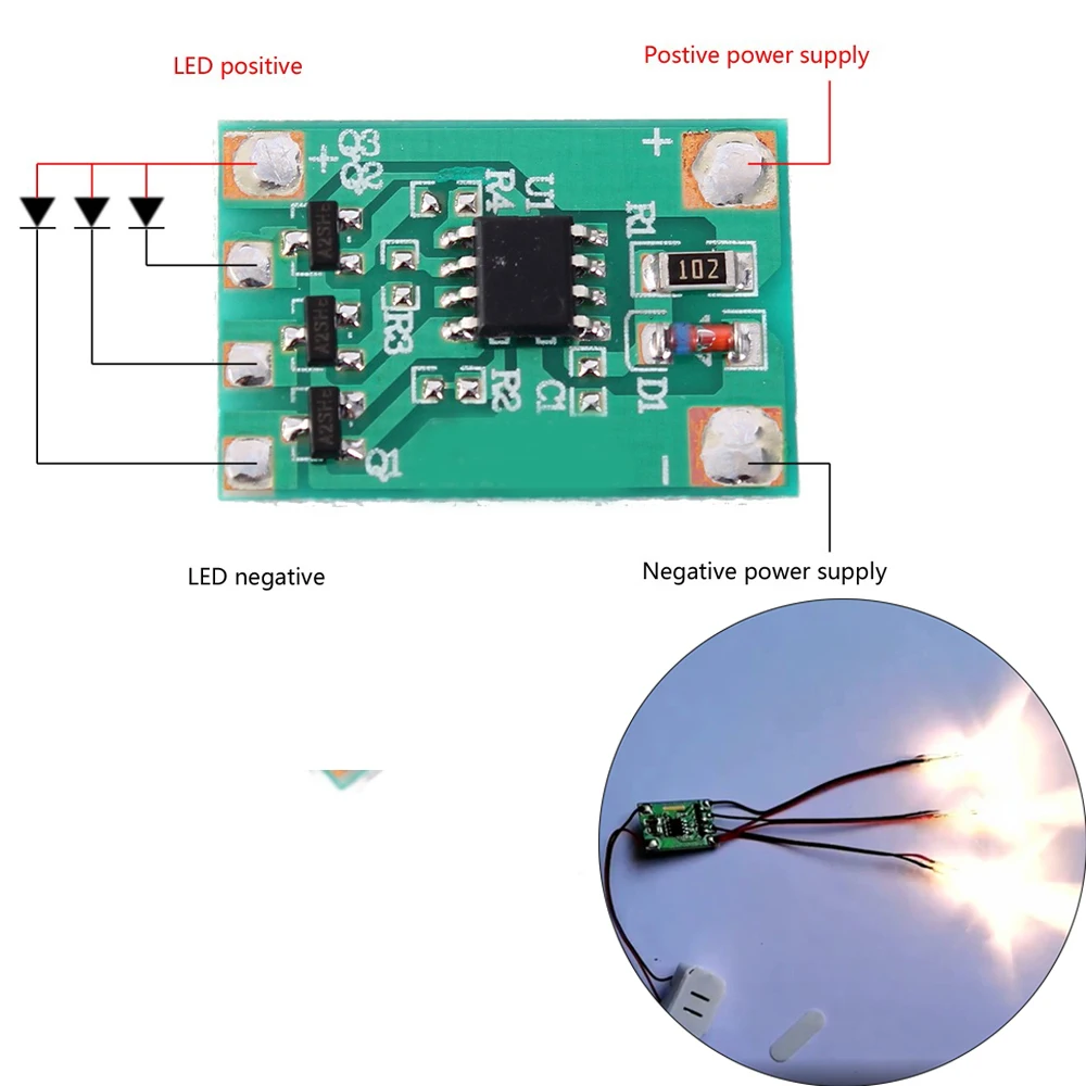 Breathing Light Driver Chip 3-12V 300mA 3 Channel Slow Flashing Gradient Light Controller Module Gradually Fades Out Auto Dimmer