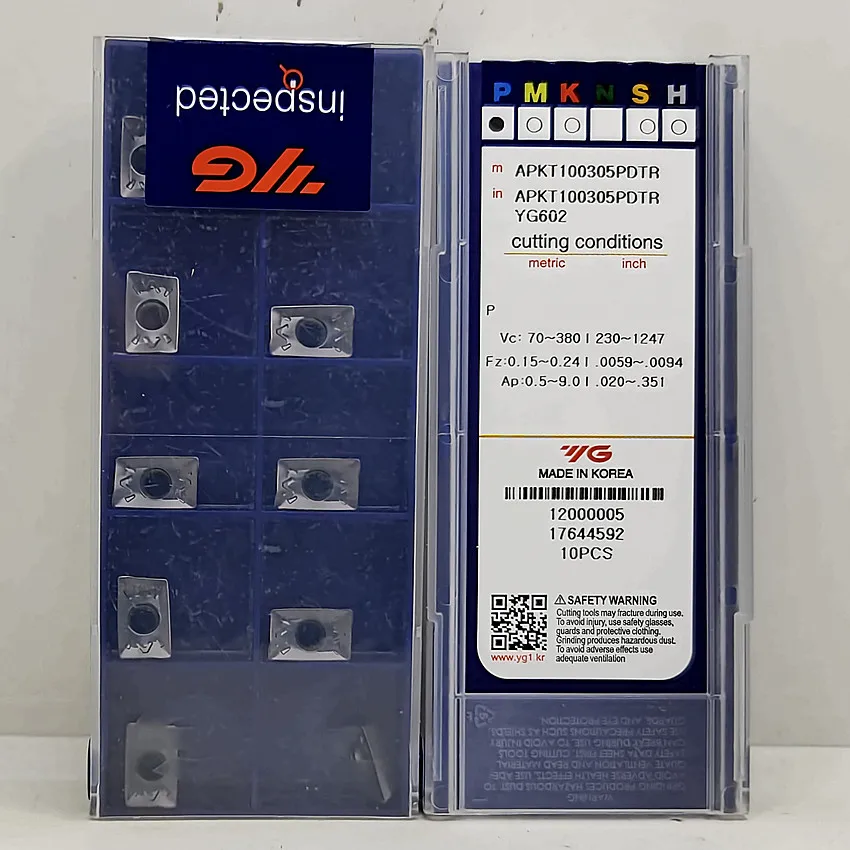

APKT100305PDTR YG602/APKT100308PDTR YG602 APKT100305 APKT100308 APKT оригинальные твердосплавные пластины YG CNC, Наплечные фрезерные вставки