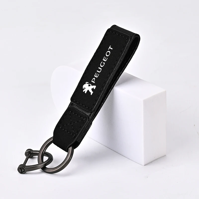 Suede Car Keychain Key Ring Pendant Buckle Gifts For Peugeot 408 4008 308 3008 Rifter 5008 508 2008 208 RCZ 407 108 Accessories
