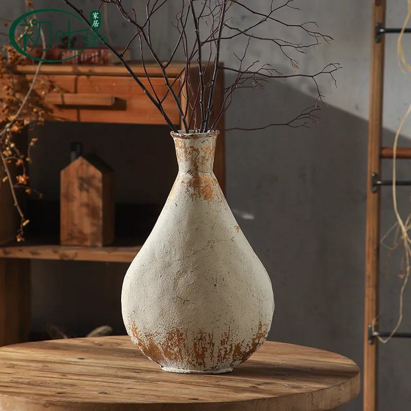 New Chinese antique tea room vase ornament study Zen ornament decoration wabi sandy wind old flower arrangement jewelry