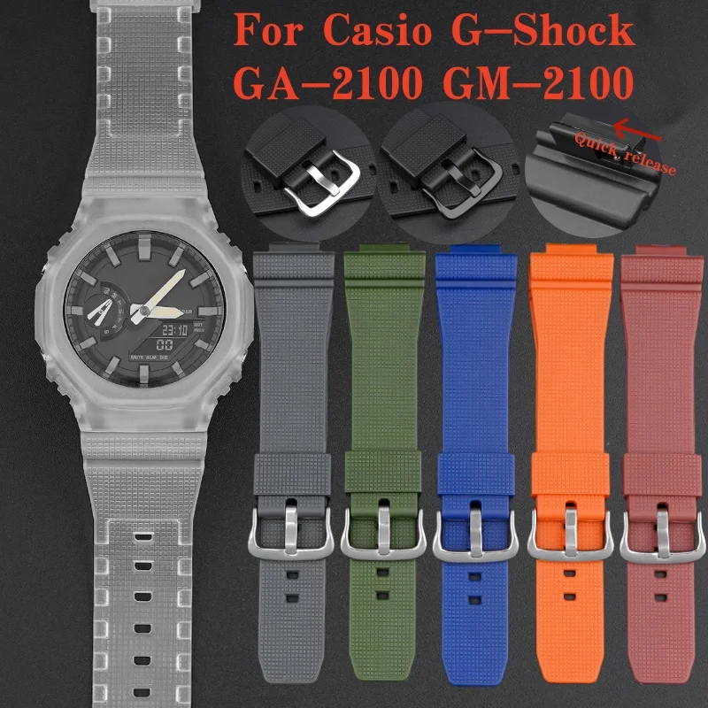 

Сменный резиновый ремешок для часов Casio G-SHOCK GA-2100 GM-2100, быстросъемный спортивный ремешок для дайвинга, аксессуары для часов, 16 мм