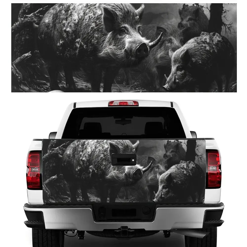 Primitive Wild Boar Tribe Print Car Tail Trunk Protect Vinly Decal Auto Accessories Hood Decoration Sticker for Off-road Pickup