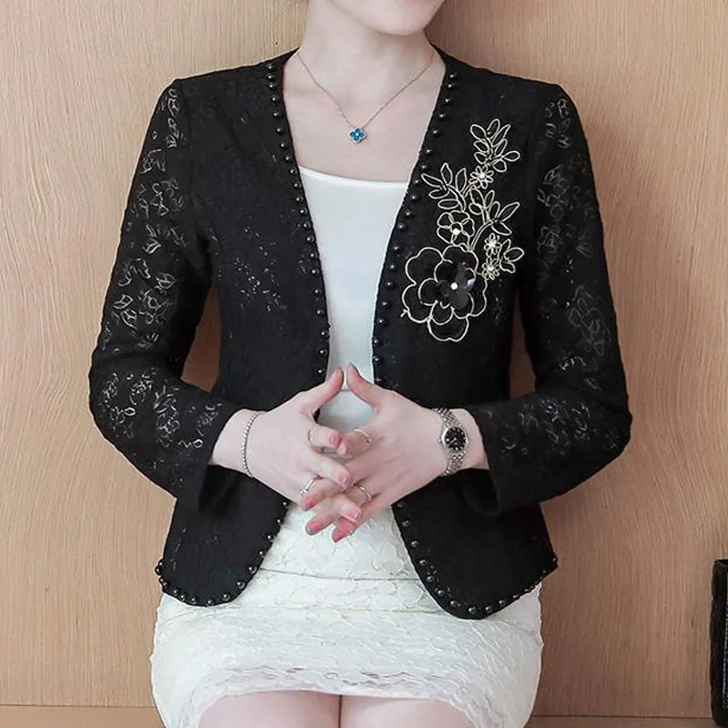 2023 Summer New Long Sleeve Hollow Out Lace Thin Temperament Women\'s Clothing Casual Korean Version Tops Sunscreen Cardigan