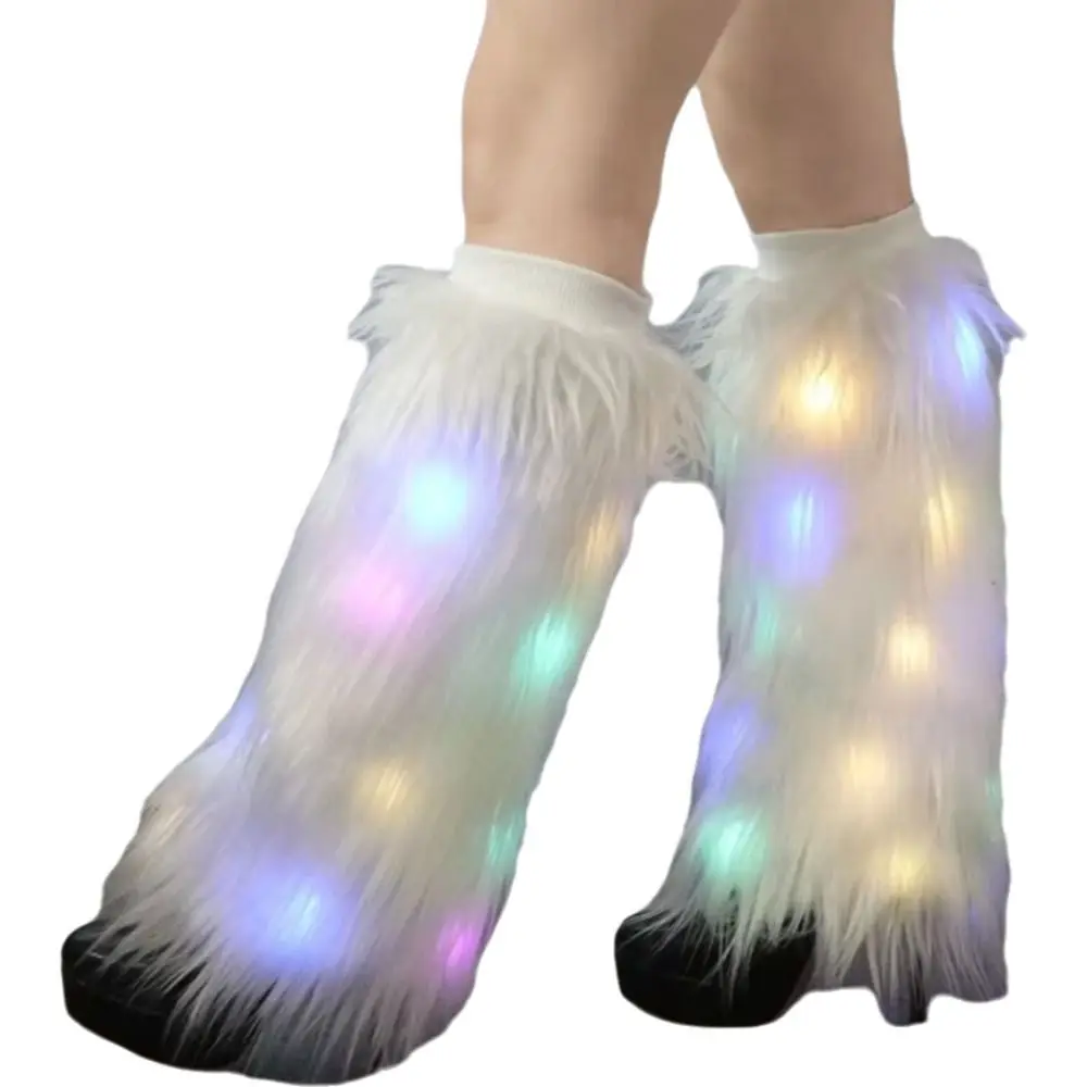 New 40cm Length Boots Socks Long Lighted Imitation Wool Fur Fluffy Socks Breathable Soft Winter Socks Stage Performance