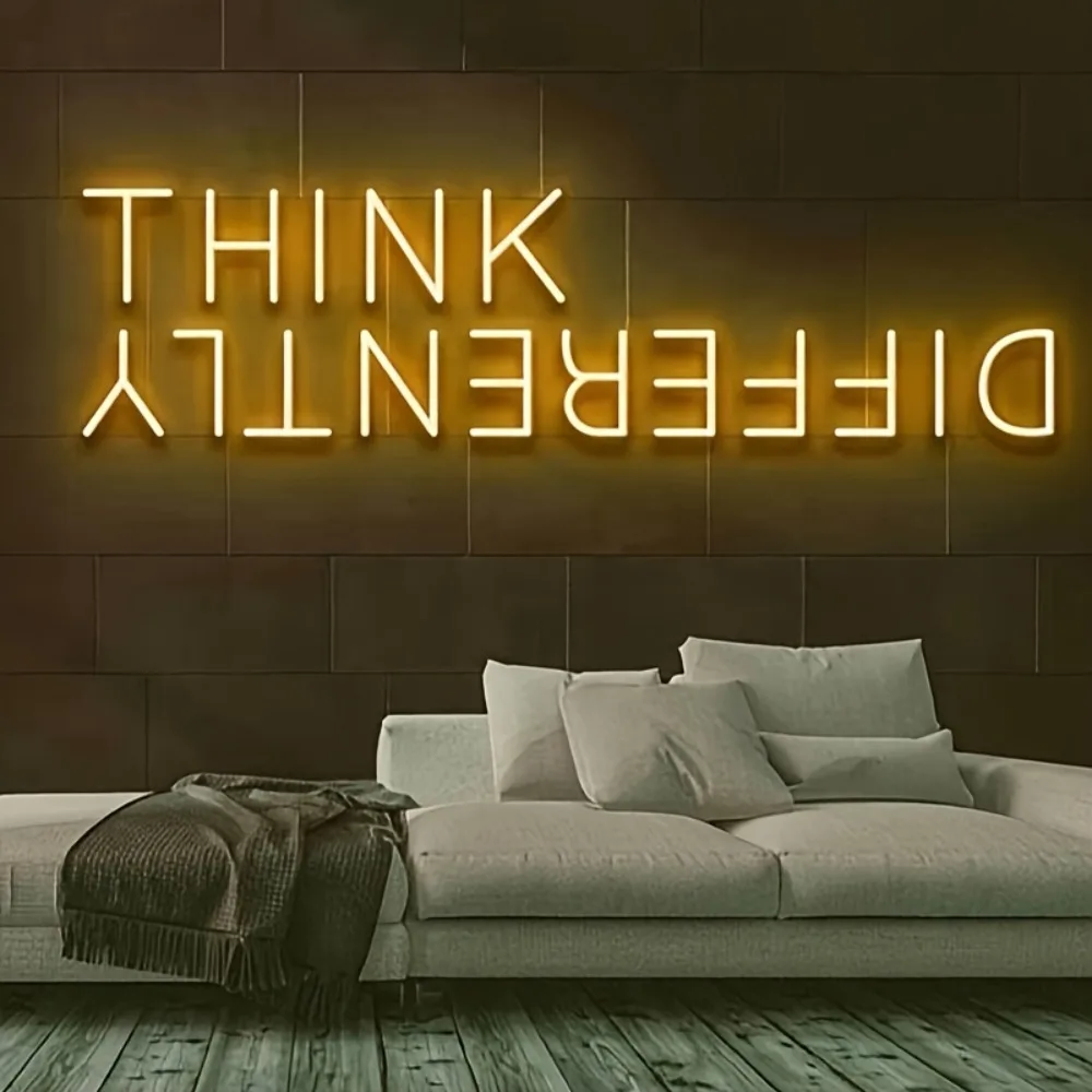 

'THINK DIFFERENTLY'LED Neon Sign, Wall Hanging Light for Home/Club/Restaurant/Classroom/Library Decor, Neon Bar Sign, Wall Decor