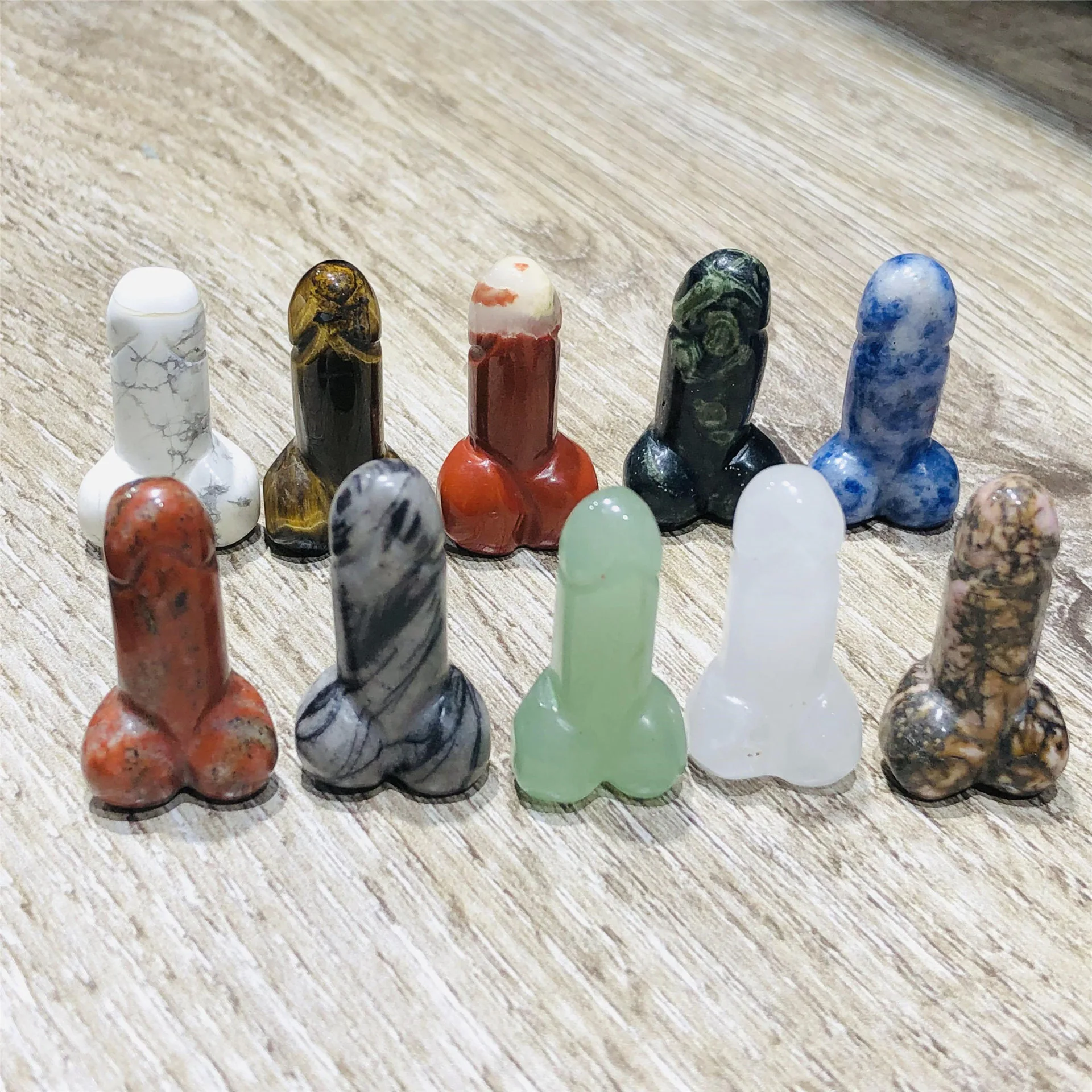 3.2cm Funny Penis Gemstones Ornament Carved Natural Crystal Stone Dick Decor Hen Night Favor Gift Bachelorette PartyAccessories