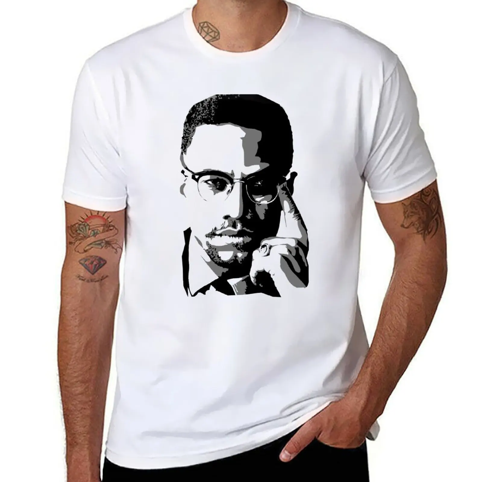 

Malcom X - Portrait T-Shirt t shirts for man cotton funny cotton t shirt pack man t shirts for men casual T-Shirt