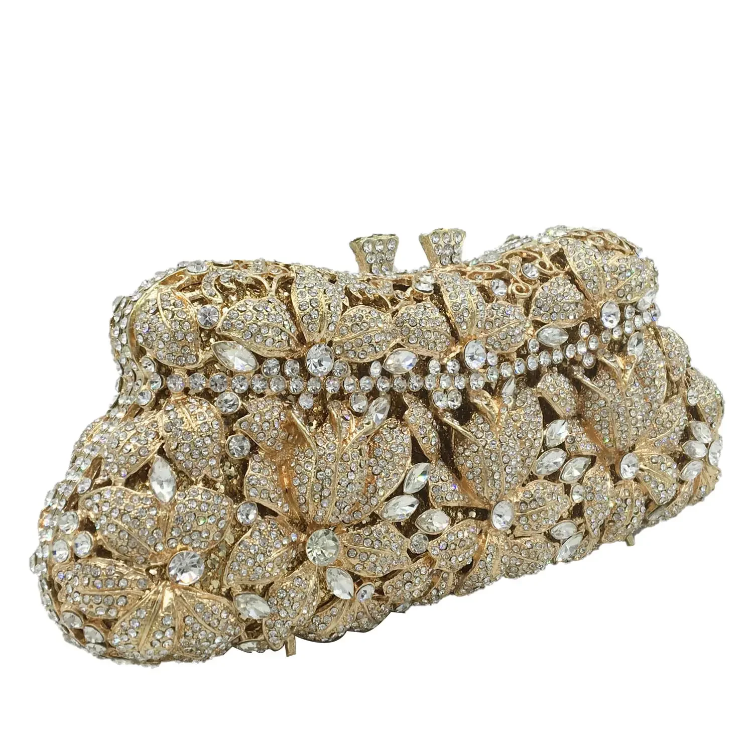 Boutique De FGG Fancy Women Flower Clutch Purses and Handbags Formal Dinner Crystal Evening Bags Wedding Bridal Floral Bag