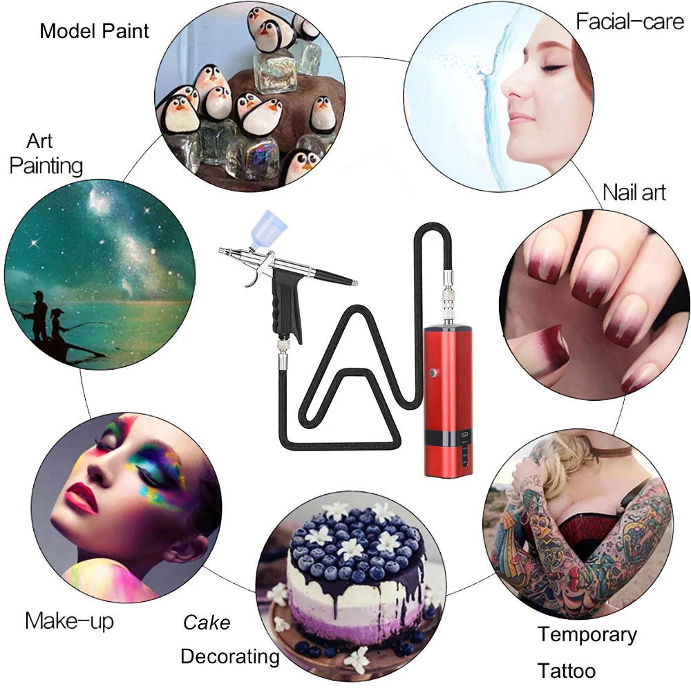 Personal Mini Cordless Airbrush With Compressor Set High Pressure Super Works Mineral Car Art Design Nail Graffiti Graphic Kit