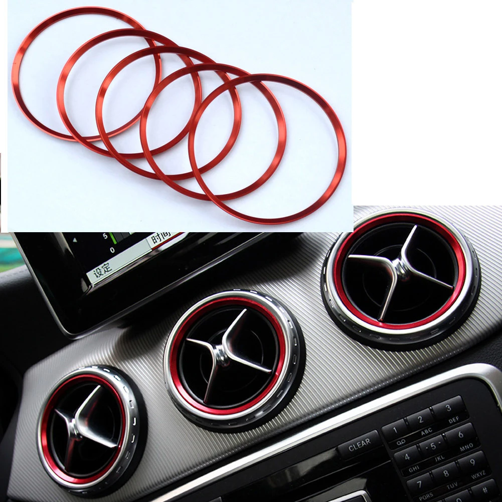 5PCS Air Conditioner Vent Outlet Ring Trim Decor Auto Car Chromium Styling for Mercedes Benz W176 W246 C117 X156 AMG