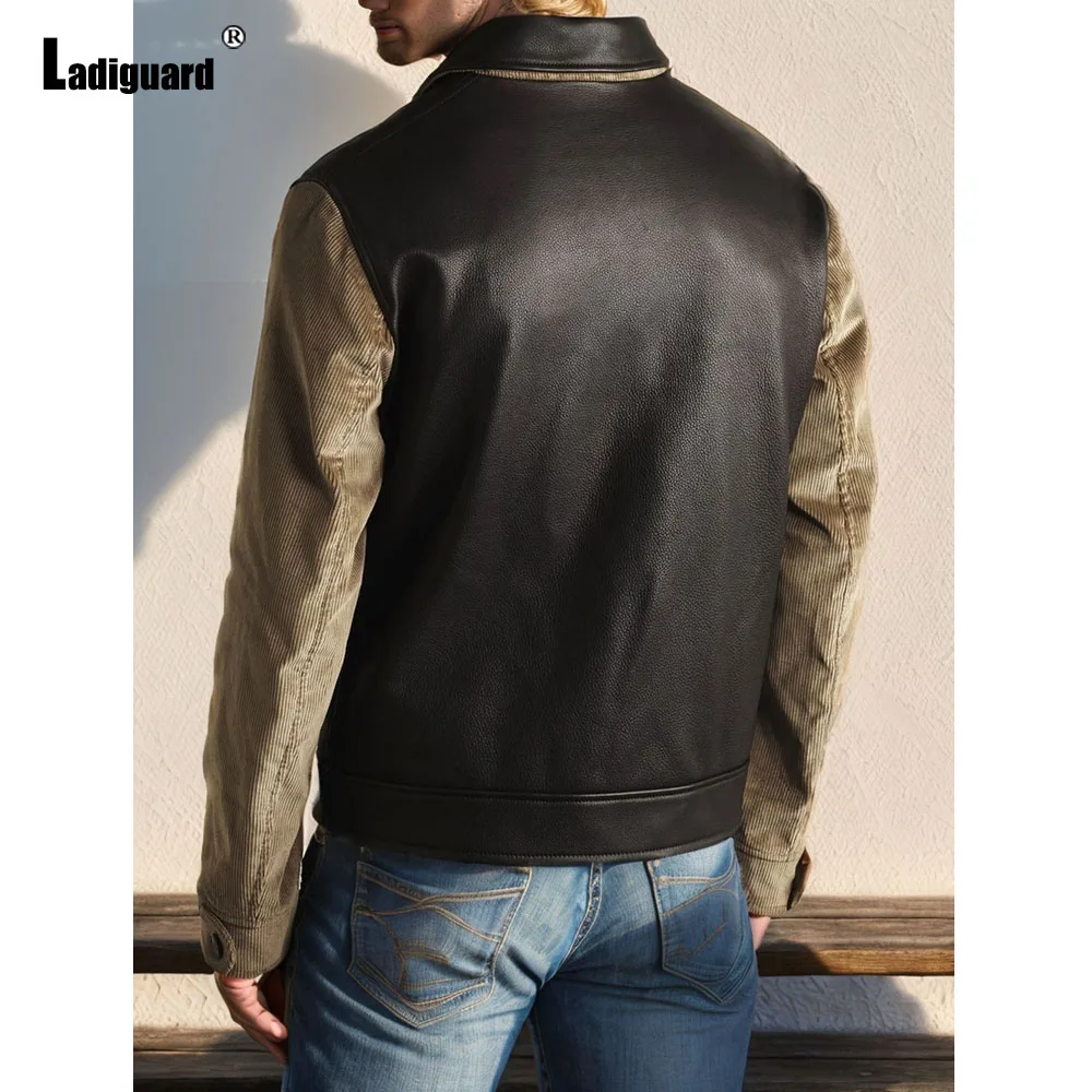 Mens Suede Leather Jackets 2024 European Style Fashion Jacket New Autumn Basic Coats Men Lepal Collar Patchwork Pu Outerwear