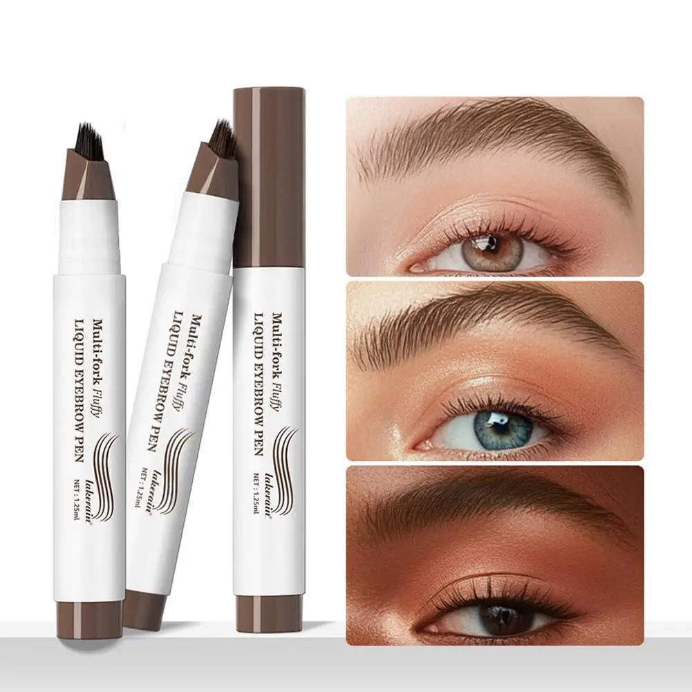 Wodoodporny pisak do brwi, długotrwały, wielozębny, 4D, odporny na rozmazywanie, do makijażu brwi w stylu \"wild brow\", odcień włosia.