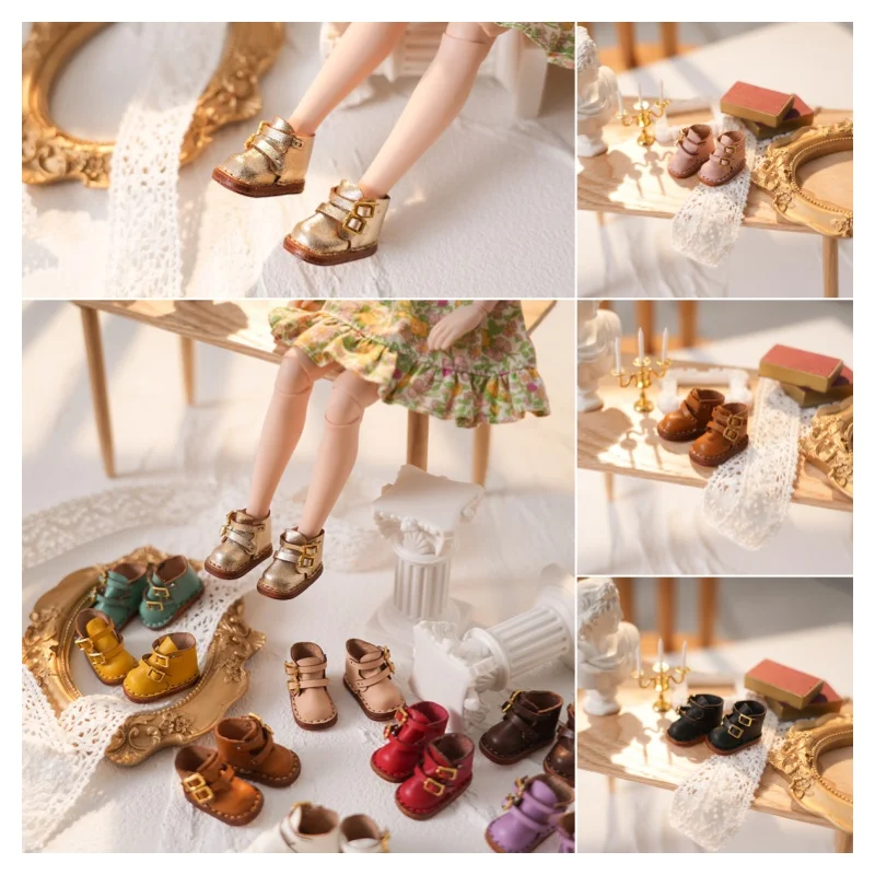 

Bryce Doll Shoes Double Day Button Up Boots OB22 OB24 OB26 Doll Shoes Small ClothUFDOLL Мини-обувь ручной работы из воловьей кожи 30 см Doll S
