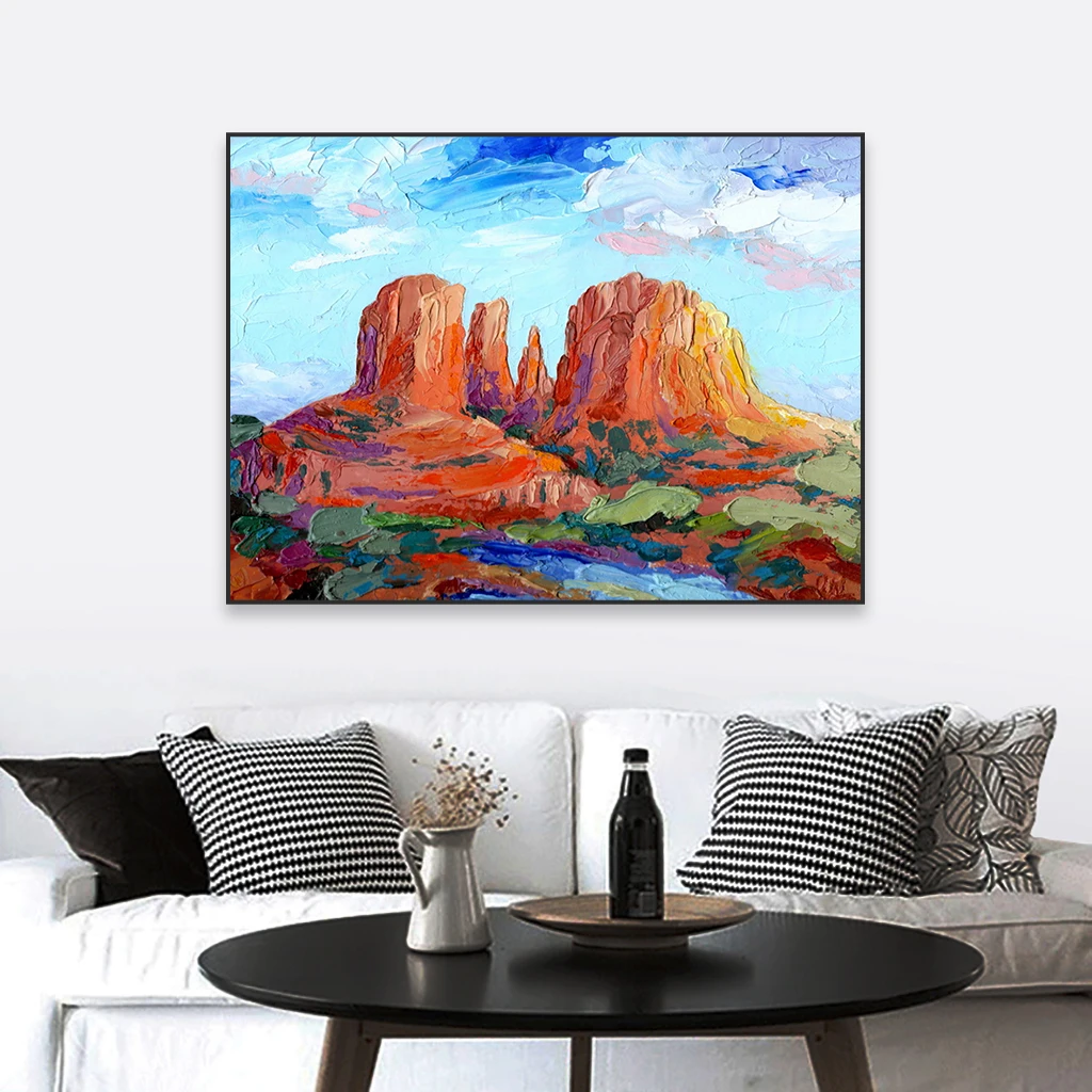 Vintage Sedona Art Poster Arizona Cathedral Oil Painting Print Classical Landscape Wall Decor Gallery Home Canvas Painting