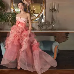 KSDN Pink Evening Dress Fashion Asymmetrical Sleeveless Strapless Floor Length Special Occasion Party Gown Women Vestido 2025