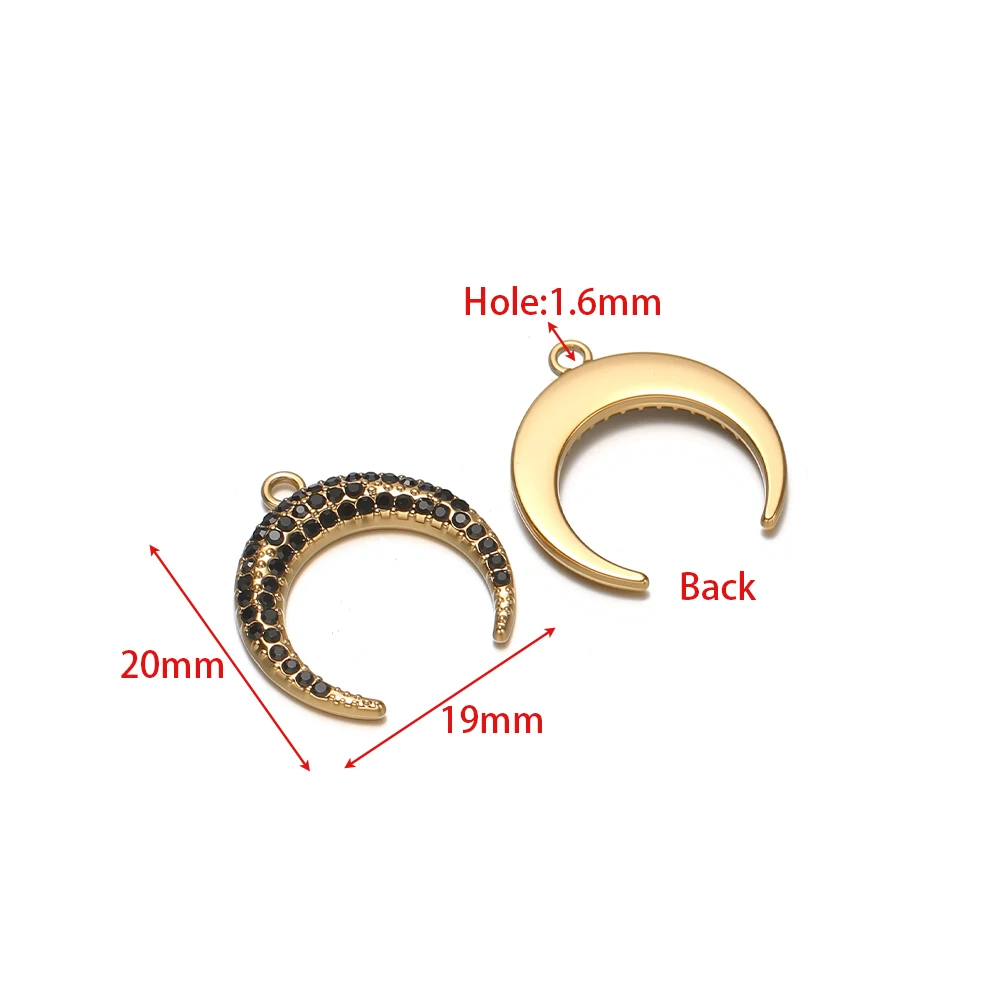 4 Stück Edelstahl-Zirkon-Mond-Anhänger für DIY Trendige Ohrringe, Armbänder und Halsketten, Schmuckzubehör für Damen – Detail 1