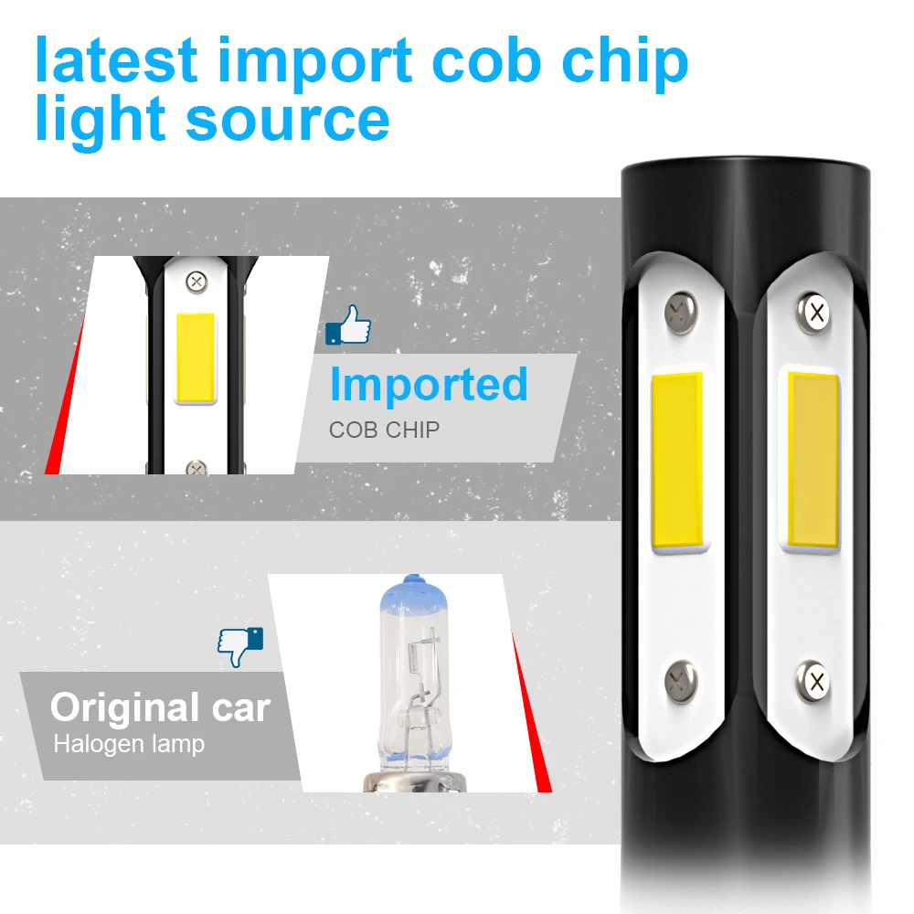 2Pcs LED Headlight H4 Car Light 6000K High Low Beam Bulbs Kit For Toyota Yaris 2015-2019 2007 2008 2009 2010 2011 2012 2013 2014